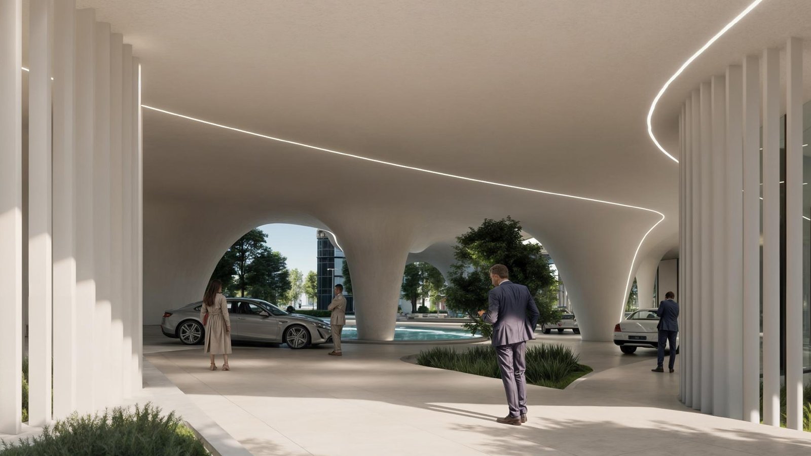 Arrival and drop off area, Henge Residences, Saadiyat