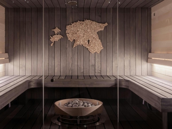 Health club sauna at Henge Residences, Saadiyat