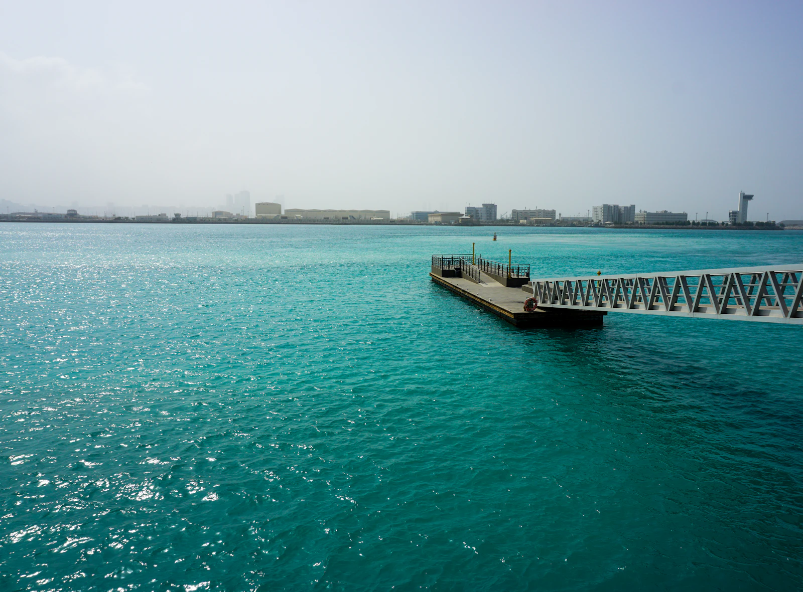 Pier and turquoise water at Lulu Island, Abu Dhabi