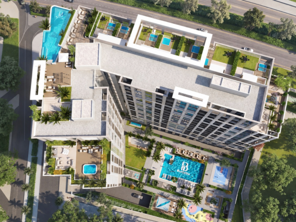 Aerial architectural visualisation at Bab Al Qasr Residence 31