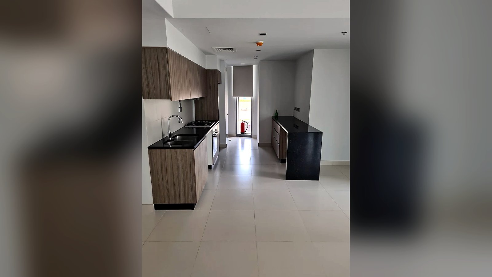 Open kitchen with breakfast counter, Shams Meera apartment, Abu Dhabi