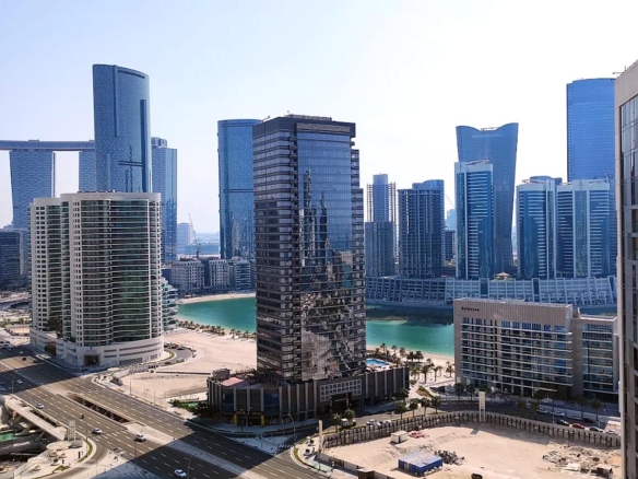 View over Al Reem Island skyline from Shams Meera