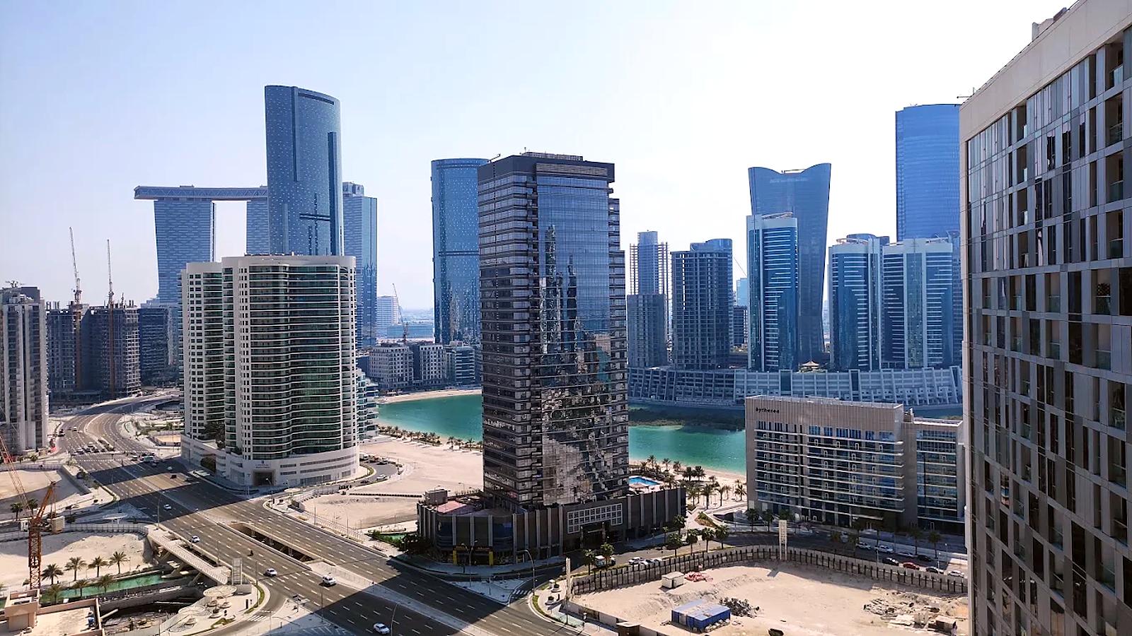 View over Al Reem Island skyline from Shams Meera