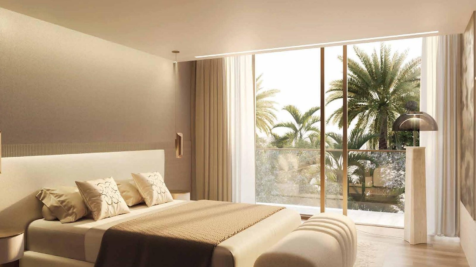 Bedroom interior render, Stellar by Elie Saab, Abu Dhabi