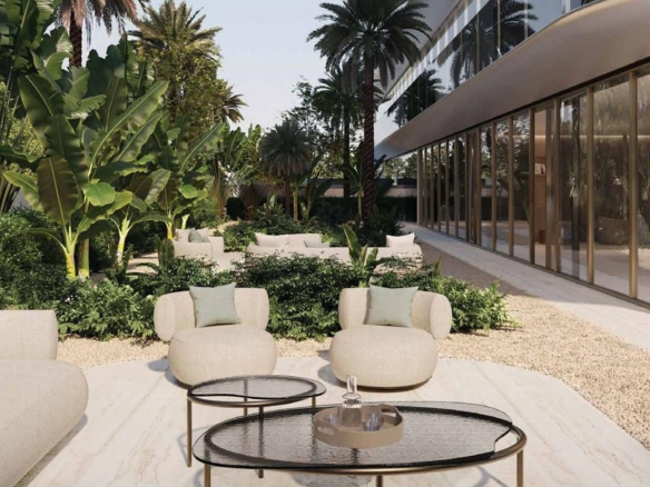 Landscaped garden lounge, Stellar by Elie Saab, Yas Bay